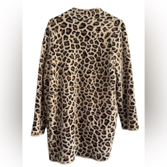 Alya Francesca's Collection Leopard Print Open Long Line Cardigan Size Small - Picture 5 of 10